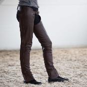 Chaps longues cuir lisse marron