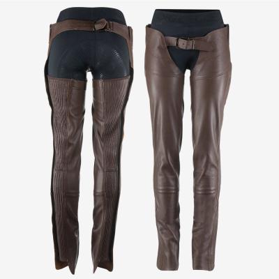 Chaps longues cuir lisse marron