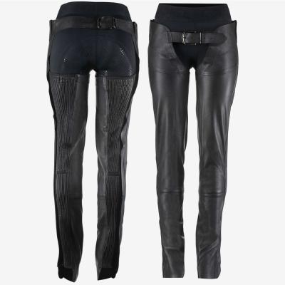 Chaps longues cuir lisse noir