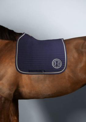 Ensemble tapis + bonnet HARCOUR Dressage marine/lightgold